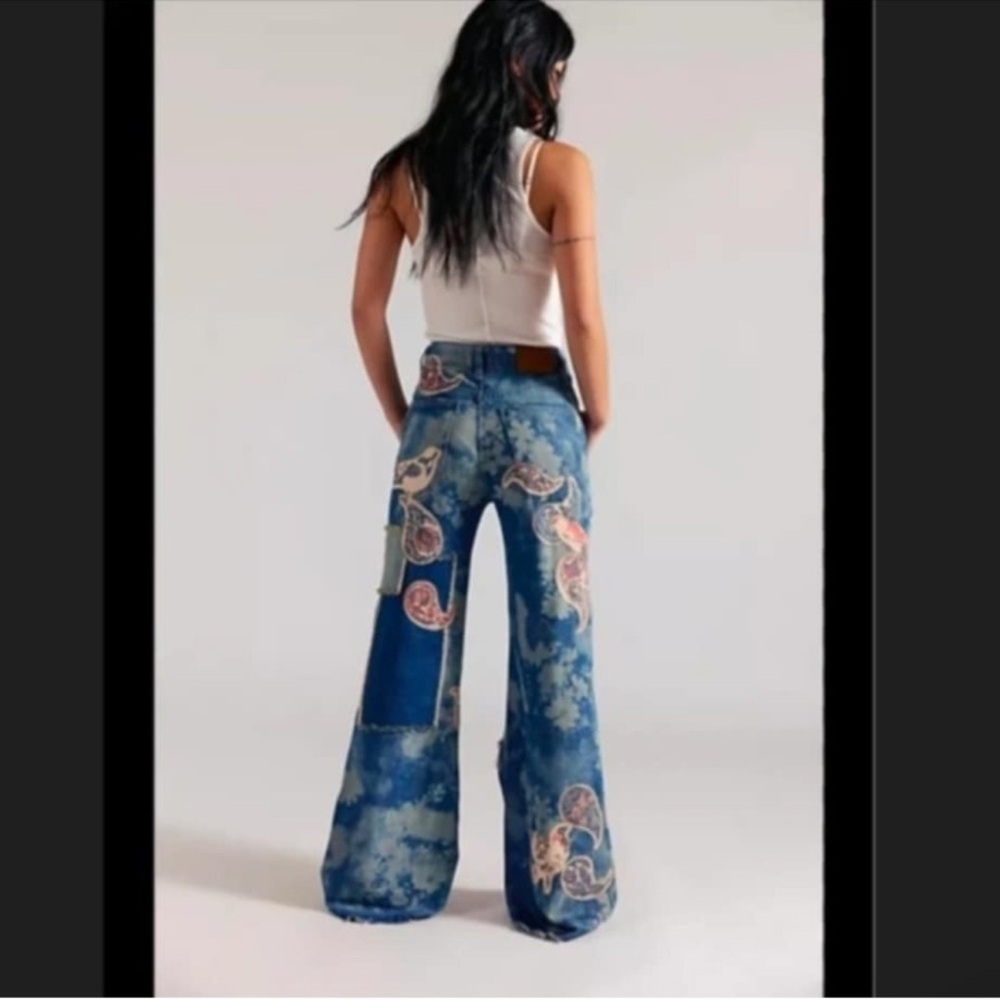 NWT Free People We The Free Flying High Patched Jeans - Picture 3 of 3